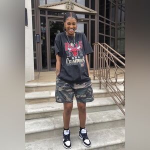 Redhead Black Gray Camo Baggy Dad Streetwear Cargo Pocket Shorts